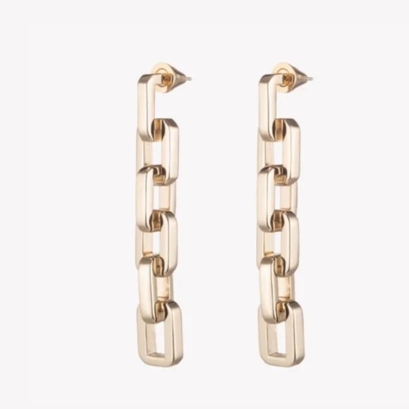 EDDIE BORGO Supra Chain Chunky Link 12K Gold Vermeil Earrings With Dust Bag - Picture 3 of 8